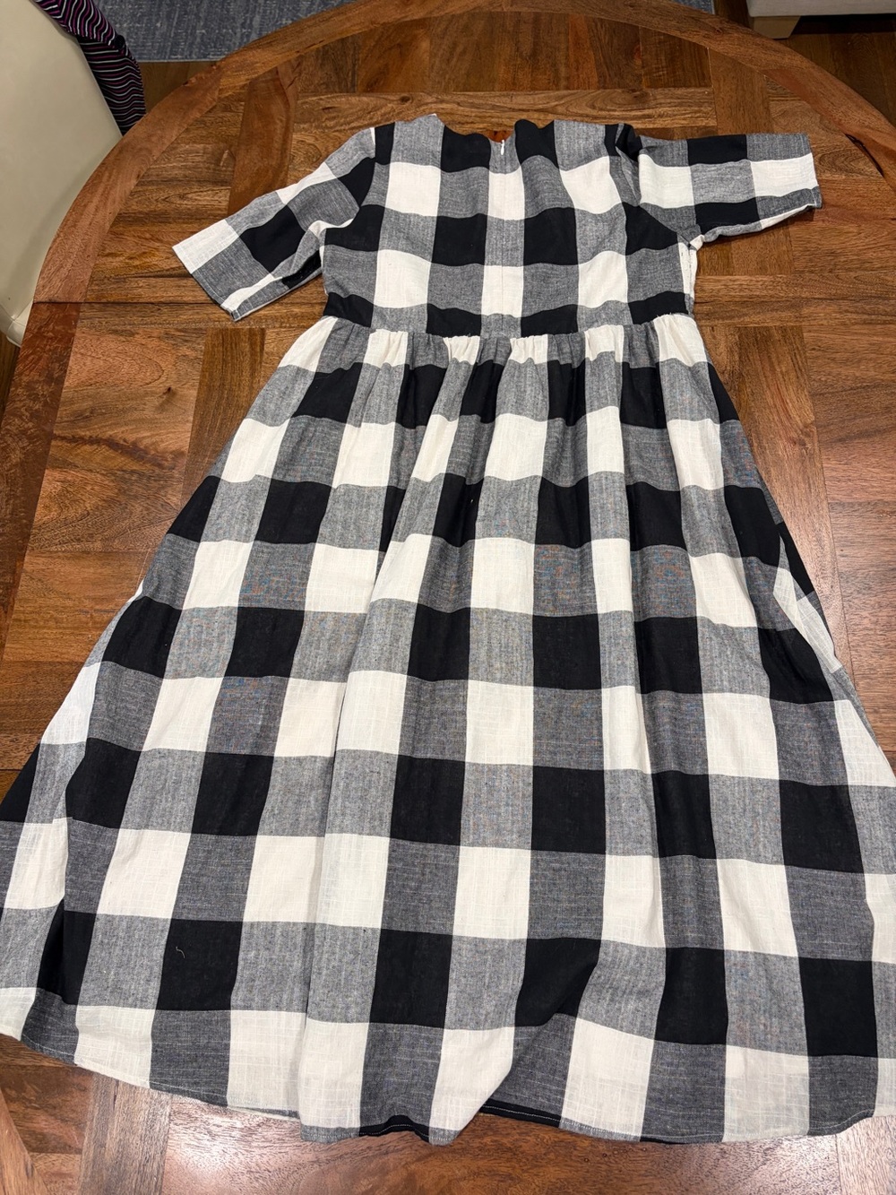 Roolee Black & White Gingham Check Short Sleeve Cotton Blend Midi Dress Size L - Picture 6 of 15